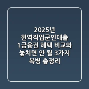 "2025년 현역직업군인대출", 1금융권 혜택 비교와 놓치면 안 될 3가지 복병 총정리