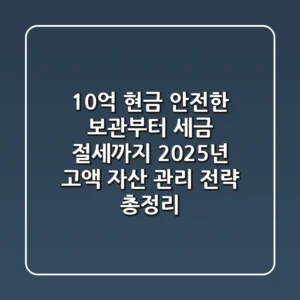 "10억 현금, 안전한 보관부터 세금 절세까지", 2025년 고액 자산 관리 전략 총정리