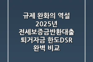 “규제 완화의 역설?”, 2025년 전세보증금반환대출 퇴거자금 한도·DSR 완벽 비교