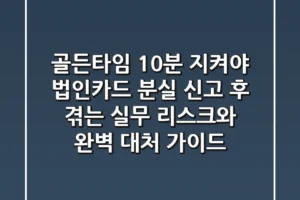 “골든타임 10분 지켜야”, 법인카드 분실 신고 후 겪는 실무 리스크와 완벽 대처 가이드