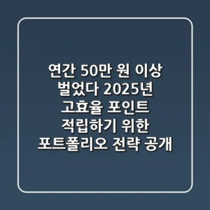 "연간 50만 원 이상 벌었다", 2025년 고효율 포인트 적립하기 위한 포트폴리오 전략 공개