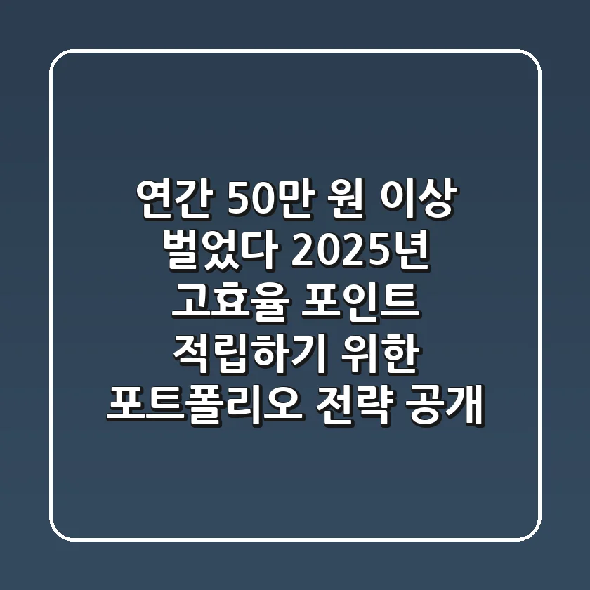 "연간 50만 원 이상 벌었다", 2025년 고효율 포인트 적립하기 위한 포트폴리오 전략 공개