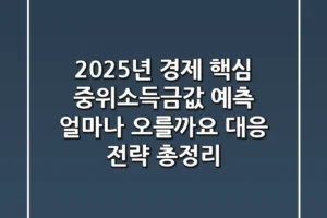 “2025년 경제 핵심”, 중위소득·금값 예측: 얼마나 오를까요? 대응 전략 총정리