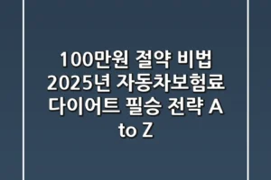 “100만원 절약 비법?”, 2025년 자동차보험료 다이어트 필승 전략 A to Z