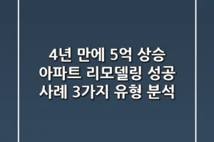 “4년 만에 5억 상승?”, 아파트 리모델링 성공 사례 3가지 유형 분석