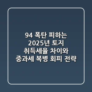 "9.4% 폭탄 피하는", 2025년 토지 취득세율 차이와 중과세 복병 회피 전략