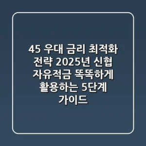 "4.5% 우대 금리 최적화 전략", 2025년 신협 자유적금 똑똑하게 활용하는 5단계 가이드