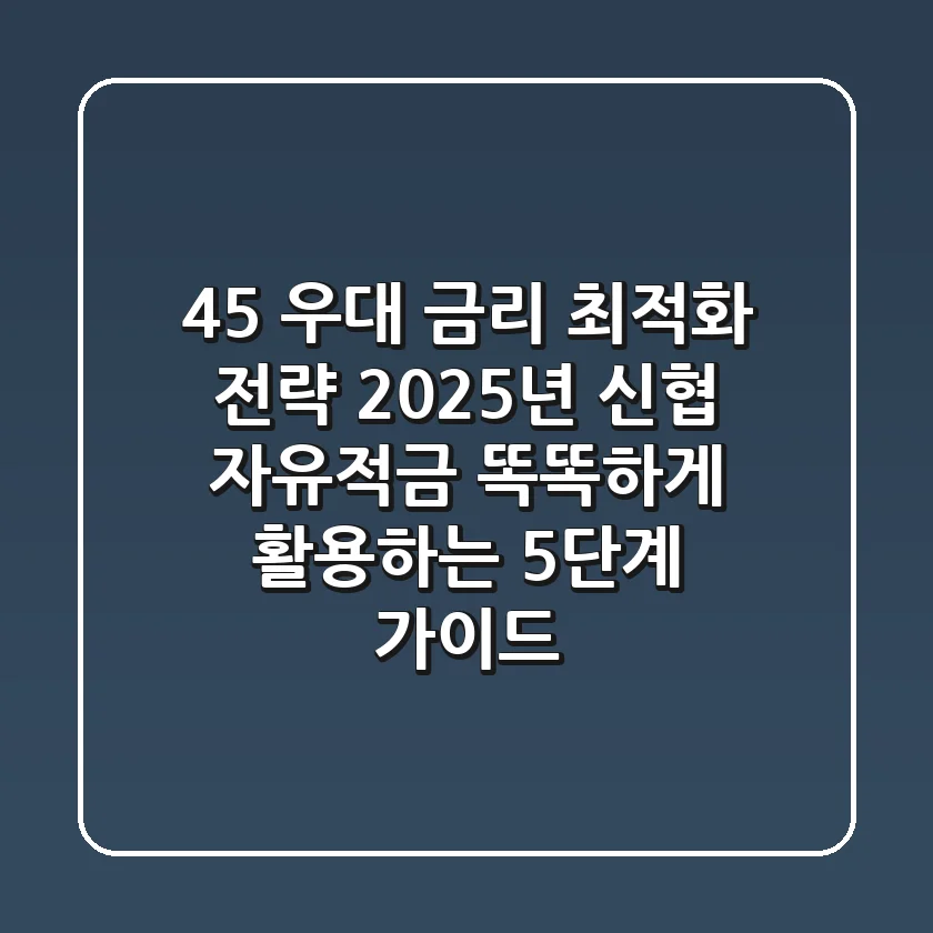 "4.5% 우대 금리 최적화 전략", 2025년 신협 자유적금 똑똑하게 활용하는 5단계 가이드