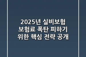 “2025년 실비보험, 보험료 폭탄 피하기 위한 핵심 전략 공개”