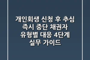 “개인회생 신청 후 추심 즉시 중단?”, 채권자 유형별 대응 4단계 실무 가이드