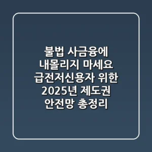 "불법 사금융에 내몰리지 마세요", 급전저신용자 위한 2025년 제도권 안전망 총정리