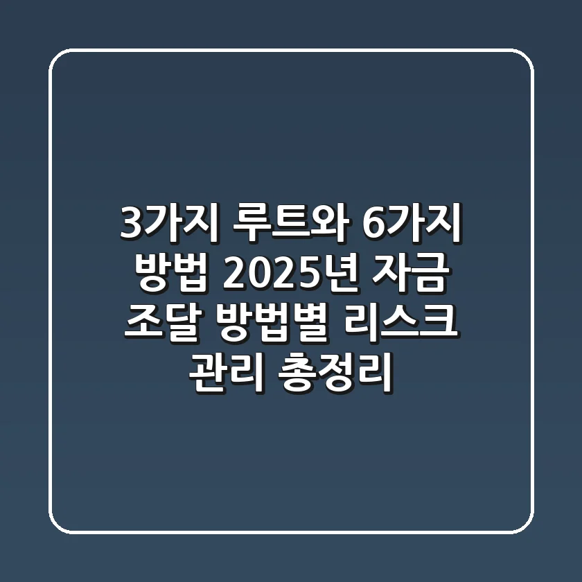 "3가지 루트와 6가지 방법", 2025년 자금 조달 방법별 리스크 관리 총정리