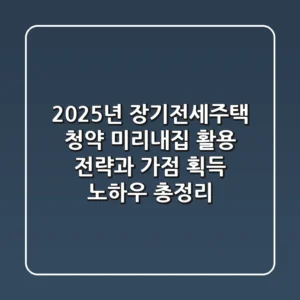 "2025년 장기전세주택 청약, '미리내집' 활용 전략과 가점 획득 노하우 총정리"