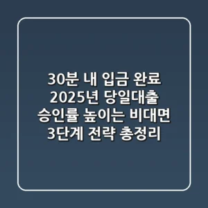 "30분 내 입금 완료", 2025년 당일대출 승인률 높이는 '비대면 3단계 전략' 총정리
