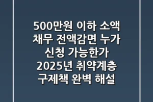 “500만원 이하 소액 채무 전액감면”, 누가 신청 가능한가? 2025년 취약계층 구제책 완벽 해설