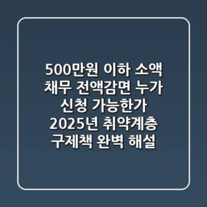 "500만원 이하 소액 채무 전액감면", 누가 신청 가능한가? 2025년 취약계층 구제책 완벽 해설