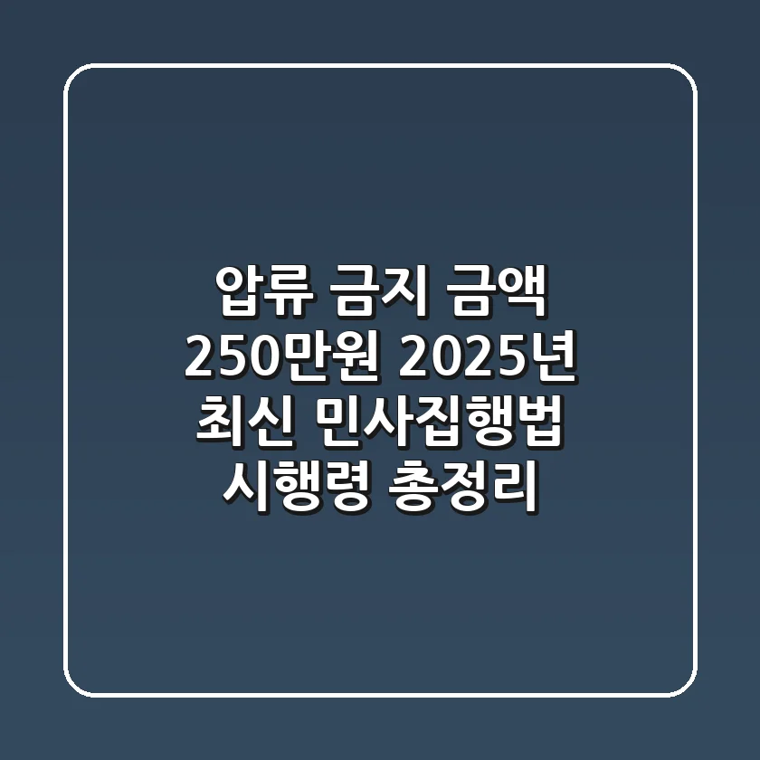 "압류 금지 금액 250만원", 2025년 최신 민사집행법 시행령 총정리
