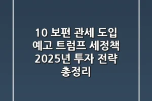 “10% 보편 관세 도입 예고”, 트럼프 세정책 2025년 투자 전략 총정리
