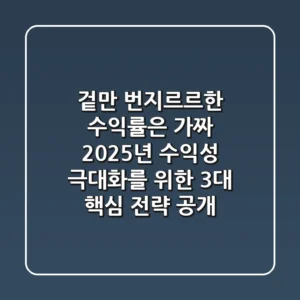 "겉만 번지르르한 수익률은 가짜", 2025년 수익성 극대화를 위한 3대 핵심 전략 공개