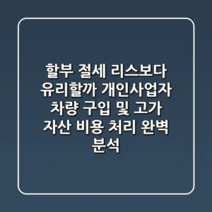 "할부 절세, 리스보다 유리할까?" 개인사업자 차량 구입 및 고가 자산 비용 처리 완벽 분석